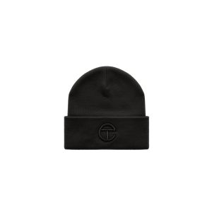 Embroidered Beanie | Black/Black