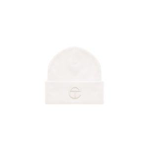 Embroidered Beanie | White/White